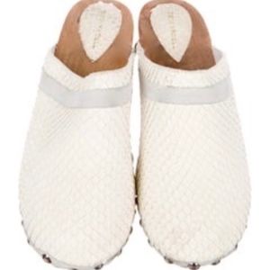Devi Kroell Ivory Anaconda/Suede Wood Clogs Sz. 37